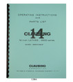 Clausing 14" Lathe 6900 Series Op, Maint, & Part Manual Sn:600342- 602127 #1364