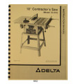 Delta 10" Table Saw Model 34-444 Operator & Parts List Manual #882
