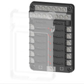 Relaxn Blade Fuse Block with Negative Bus Bar & Cover - 12 Gang
