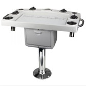 Reelax Light Tackle Station White Deluxe Prep Board with Tackle Drawer & Stainless Steel Pedestal