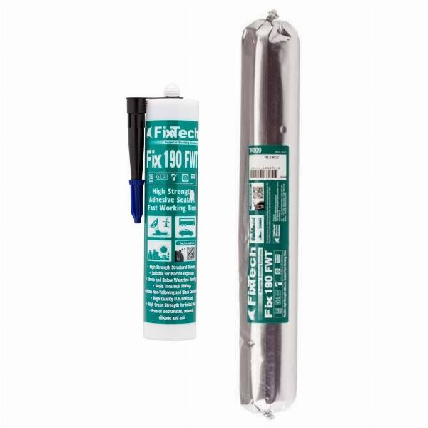 FixTech Fix190 Structural & Glass Adhesive Sealer Fast Cure, Black