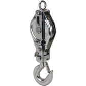 Stainless steel snatch block with hook