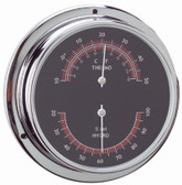 Brass Thermometer & Hygrometer -  Black Face - 95mm