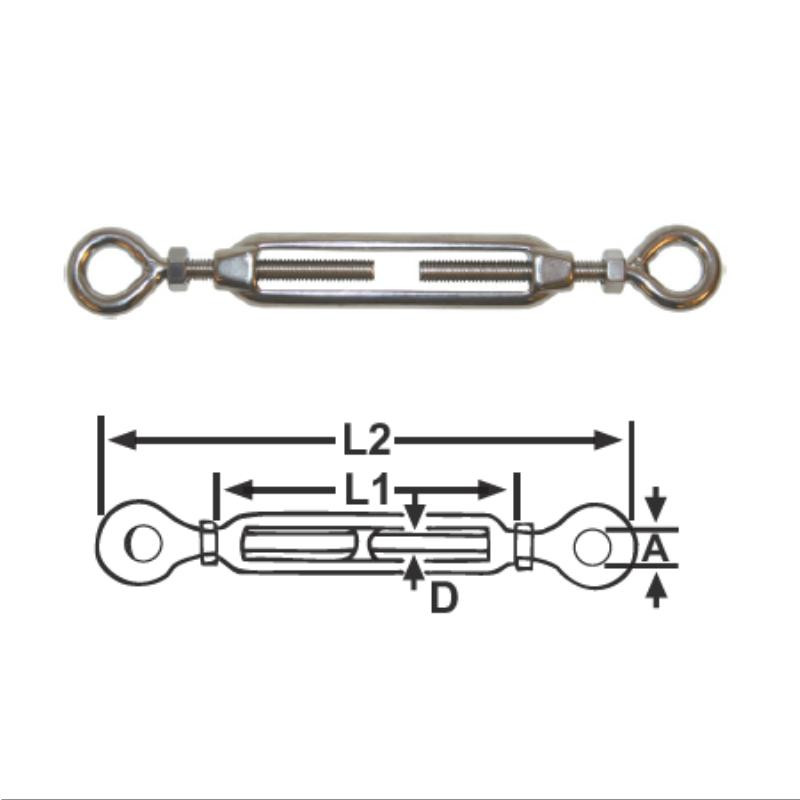 Sinox Marine Turnbuckles Eye & Eye Stainless Steel (RWB2497 RWB2498