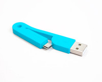 Folding Blue Micro-USB Cable Keychain