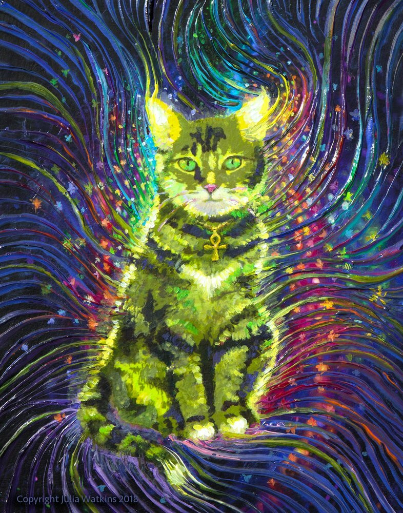 Cosmic Cat  Energy Painting Giclee Print Energy Artist 