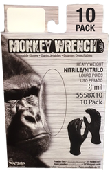 Watson Monkey Wrench 5558X10 - Monkeywrench 10 Pk, 8 MIL, 11" Blk - Double eXtra Large (2XL)