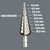 9 drill steps increasing by 2 mm for material with a max. thickness of 4.5 mm. With edge breaker (sheet metal countersink) at Ø 10 for 1-mm sheet metal