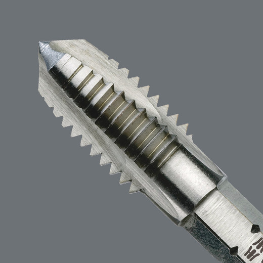 Tap cutting bits Application: Cutting threads  1/4" drive suitable for holders as per DIN 3126-D 6.3 (ISO 1173)  Hexagon shaft for very high torque transfer  Finely adjusted material elasticity for long service life  Excellent centring properties  Straightforward cutting  Perfect chip removal  Low jamming risk  Precise return control  High corrosion protection