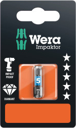 Wera 05073906001 - 840/1 Imp Dc Hex-Plus Sw 6.0 X 25 Mm Sb Bits For Hex Socket Screws, Impact