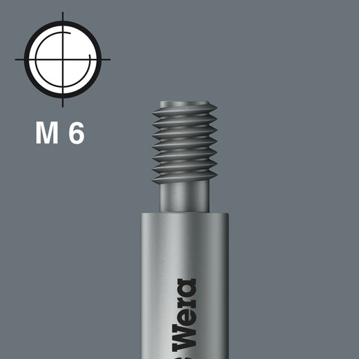 Thread drive M 6 (Wera connecting series 15). Drive: For direct machine drive. Suitable for: Böllhoff/Uniquick, Holz-Her, Weber.