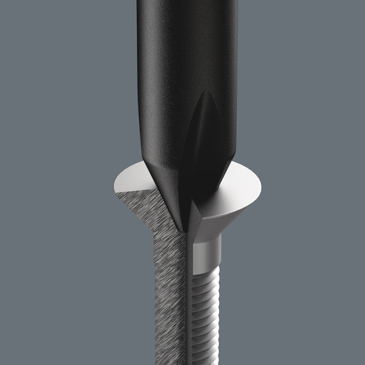The Wera Black Point tip and a refined hardening process ensure long service life of the tip, improved corrosion protection and an exact fit.