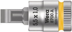 Wera 05003322001 - 8700 A Fl Zyklop Bit Socket With 1/4" Drive, Fl 1,2 X 6,5 X 28 Mm