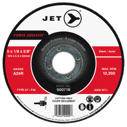 Jet 500715 - 4-1/2 x 1/8 x 7/8 A24R POWER ABRASIVE T27 Cut-Off Wheel