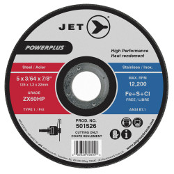 Jet 501523 - 4-1/2 x 3/32 x 7/8 ZX30HP POWERPLUS T1 Cut-Off Wheel