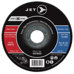 Jet 501653 - 4-1/2 x 5/64 x 7/8 A46PX-DUO POWER-XTREME DUO T27 Cutting and Light Grinding Wheel