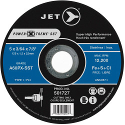 Jet 501737 - 7 x 1/16 x 7/8 A46PX-SSt POWER-XTREME SST T1 Cut-Off Wheel