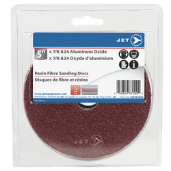 Jet 422A05 - 5 x 7/8 A24 Aluminum Oxide Resin Fibre Sanding Disc - Clamshell Package