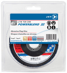 Jet 213A01 - 4-1/2 x 7/8 Z40 POWERBLEND T29 Zirconia Flap Disc - Clamshell Package