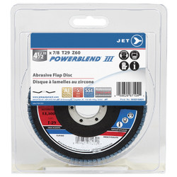 Jet 215A01 - 4-1/2 x 7/8 Z60 POWERBLEND T29 Zirconia Flap Disc - Clamshell Package