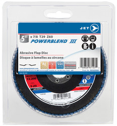 Jet 225A01 - 5 x 7/8 Z60 POWERBLEND T29 Zirconia Flap Disc - Clamshell Package