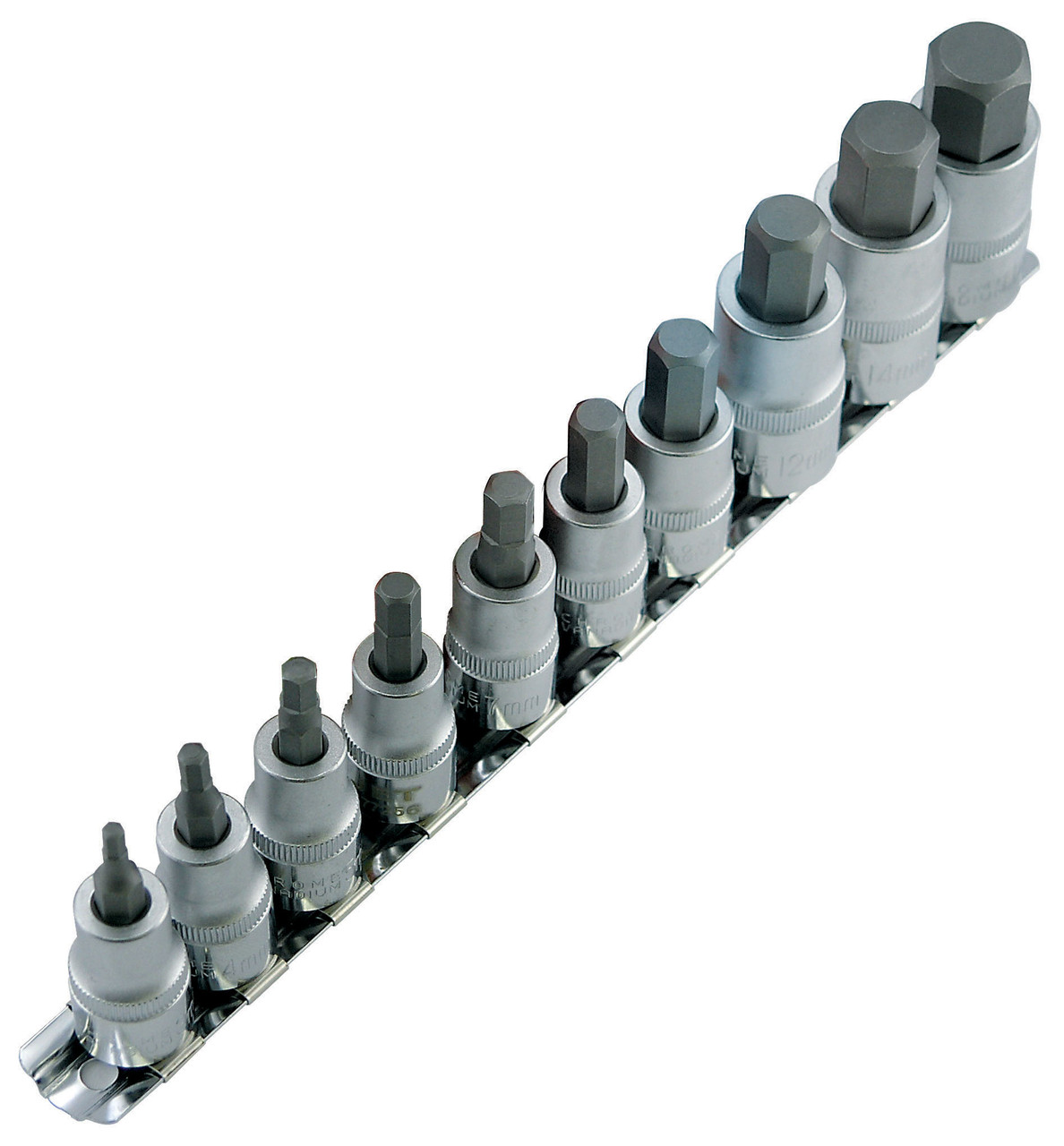 Tooltime 17pc 1/2″ Drive Metric Socket Set – 10-30mm With Storage Rail, Chrome Vanadium Steel