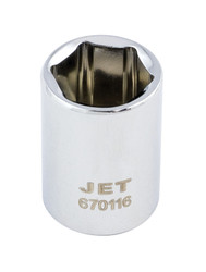 Jet 670114 - 1/4" DR x 7/16" Regular Chrome Socket - 6 Point
