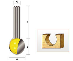 Kempston -   Plunge Cutting Ball Bit, 3/8" Diameter - 208011