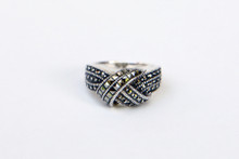 Sterling with Square and Round Marcasite Ring- Size 7