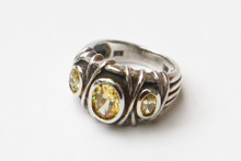 Sterling Silver with 3 Citrine Stone Ring- Size 6