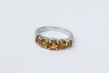 Sterling  and Gold with Five Citrine Stones Ring- Size 7