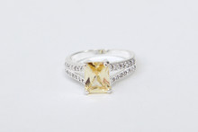 Sterling Silver with Yellow and Clear Cubic Zirconia's- Size 7