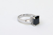 Sterling Silver with Blk Stone and CZ's- Size 9