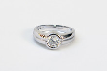 Sterling Silver with Round Cubic Zirconia Ring- Size 7