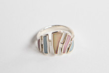 Sterling Silver with Multi Color Shell Ring- Size 6.5