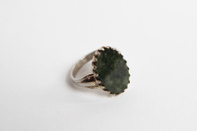 Sterling Silver with Green Jasper Stone Ring- Size 5.25