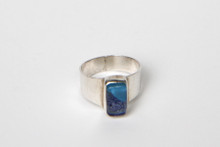 Sterling Silver with Blue jelly Glass Ring- Size 8