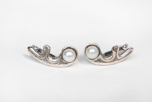Cast Sterling Silver with Pearl Earrings