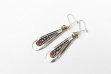 Sterling with Coral Beads Dangle Earrings