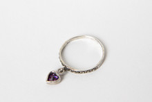 Sterling Silver and Marcasite with Amethyst Heart Ring