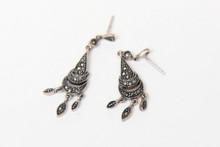 Sterling Silver with Marcasite DangleArt Deco Earring