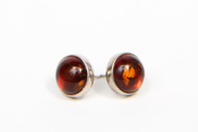Sterling Silver with Red Amber Earrings