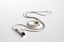 Sterling and Purple Amethyst Necklace and Ring Set