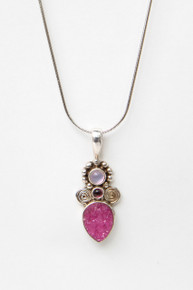 Sterling Silver with Pink Gemstones Pendant