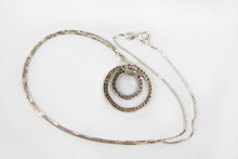 Sterling Silver Necklace with a Double Hoop Pendant encrusted with 59 Beautiful Cubic Zirconia's.