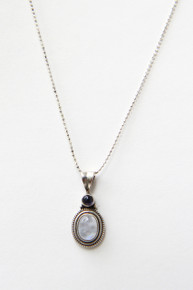 Sterling Silver Necklace with a Quartz & Amethyst Pendant