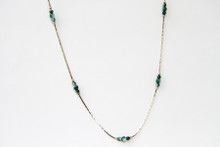 Sterling Silver Necklace with Green and White Glass Beads