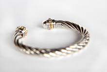 Sterling Silver Twisted Wire Bracelet with Gold Wash Terminals