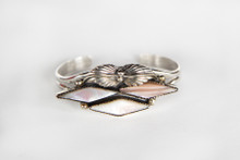 Zuni & Navajo -  Sterling Silver with Mother-of-Pearl Floral Motif Bracelet