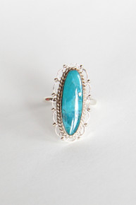Vintage Native American Sterling and Turquoise Ring- Size 6.5